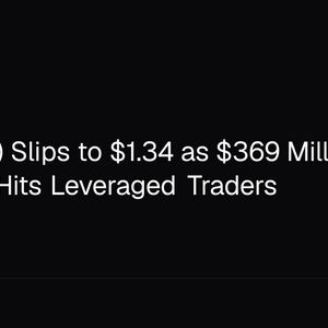 XRP (XRP) Slips to $1.34 as $369 Million Long Squeeze Hits Leveraged Traders