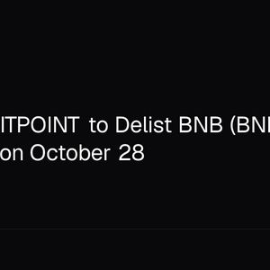 Japan's BITPOINT to Delist BNB (BNB) Among 6 Tokens on October 28