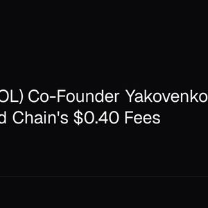 Solana (SOL) Co-Founder Yakovenko Slams Robinhood Chain's $0.40 Fees