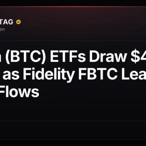Bitcoin (BTC) ETFs Draw $433 Million as Fidelity FBTC Leads Day's Flows