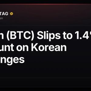 Bitcoin (BTC) Slips to 1.4% Discount on Korean Exchanges