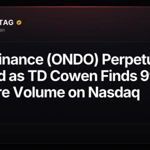 Ondo Finance (ONDO) Perpetuals Favored as TD Cowen Finds 99.9% of Figure Volume on Nasdaq