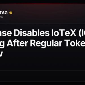 Coinbase Disables IoTeX (IOTX) Trading After Regular Token Review