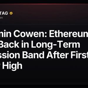Benjamin Cowen: Ethereum (ETH) Back in Long-Term Regression Band After First Higher High
