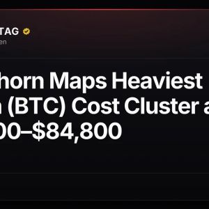 Alex Thorn Maps Heaviest Bitcoin (BTC) Cost Cluster at $83,600–$84,800