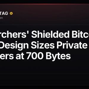 Researchers' Shielded Bitcoin (BTC) Design Sizes Private Transfers at 700 Bytes