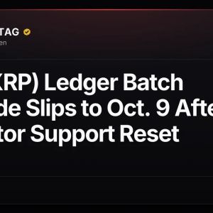 XRP (XRP) Ledger Batch Upgrade Slips to Oct. 9 After Validator Support Reset