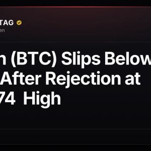 Bitcoin (BTC) Slips Below $84K After Rejection at $87,374 High
