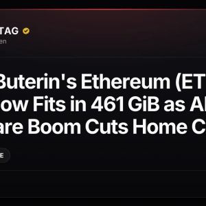 Vitalik Buterin's Ethereum (ETH) Node Now Fits in 461 GiB as AI Hardware Boom Cuts Home Costs