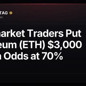 Polymarket Traders Put Ethereum (ETH) $3,000 Touch Odds at 70%