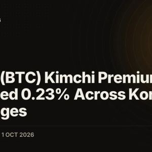 Bitcoin (BTC) Kimchi Premium Averaged 0.23% Across Korean Exchanges