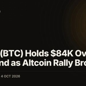 Bitcoin (BTC) Holds $84K Over Weekend as Altcoin Rally Broadens