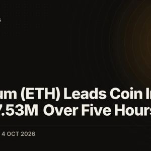 Ethereum (ETH) Leads Coin Inflows With $7.53M Over Five Hours