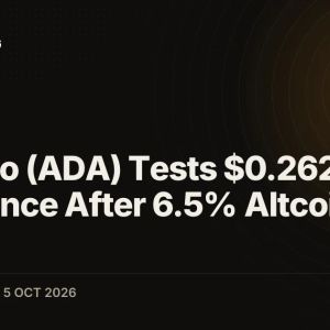 Cardano (ADA) Tests $0.2621 Resistance After 6.5% Altcoin-Led Rally