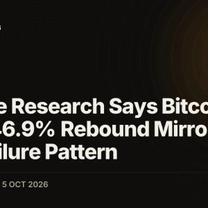 Binance Research Says Bitcoin (BTC) 46.9% Rebound Mirrors 4-of-5 Failure Pattern