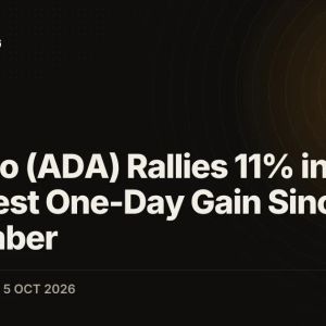 Cardano (ADA) Rallies 11% in Its Strongest One-Day Gain Since Mid-September