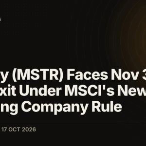 Strategy (MSTR) Faces Nov 30 Index Exit Under MSCI's New Non-Operating Company Rule