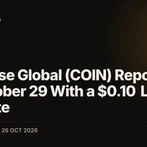 Coinbase Global (COIN) Reports Q3 on October 29 With a $0.10 Loss Estimate