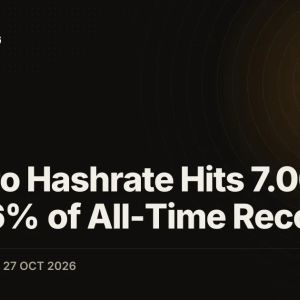 Monero Hashrate Hits 7.06 GH/s, 93.6% of All-Time Record