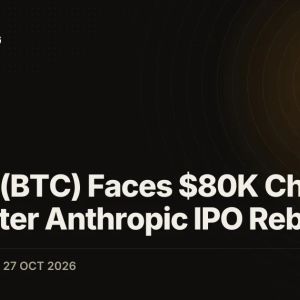 Bitcoin (BTC) Faces $80K Channel Test After Anthropic IPO Rebound