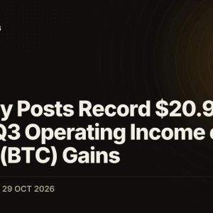 Strategy Posts Record $20.91 Billion Q3 Operating Income on Bitcoin (BTC) Gains