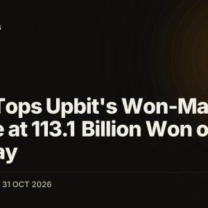BEAM Tops Upbit's Won-Market Volume at 113.1 Billion Won on Saturday