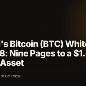 Satoshi's Bitcoin (BTC) Whitepaper Turns 18: Nine Pages to a $1.55 Trillion Asset